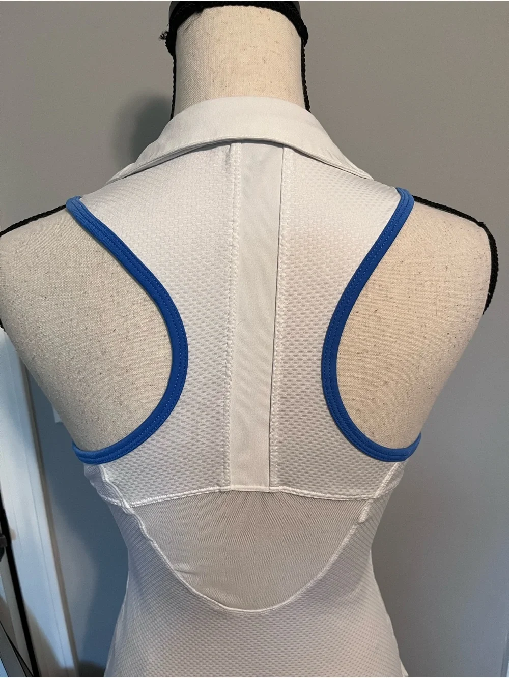 Nike White Sleeveless Polo Tank with Blue Accents